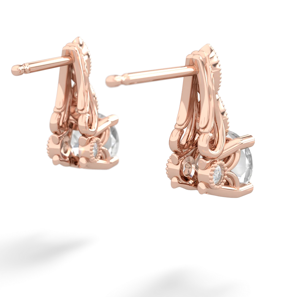 White Topaz Antique Elegance 14K Rose Gold earrings E3100
