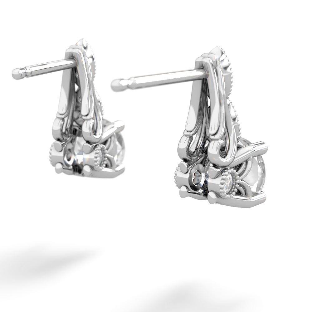 White Topaz Antique Elegance 14K White Gold earrings E3100