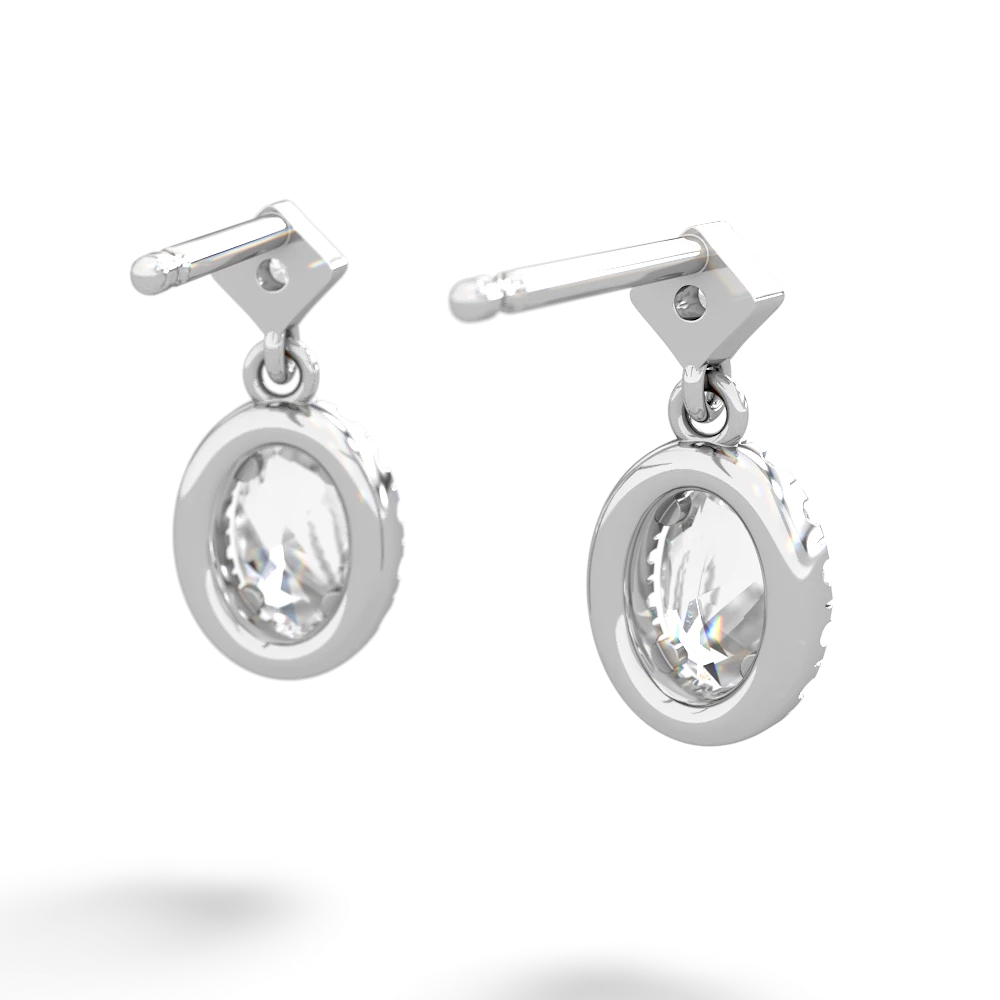 White Topaz Antique-Style Halo 14K White Gold earrings E5720