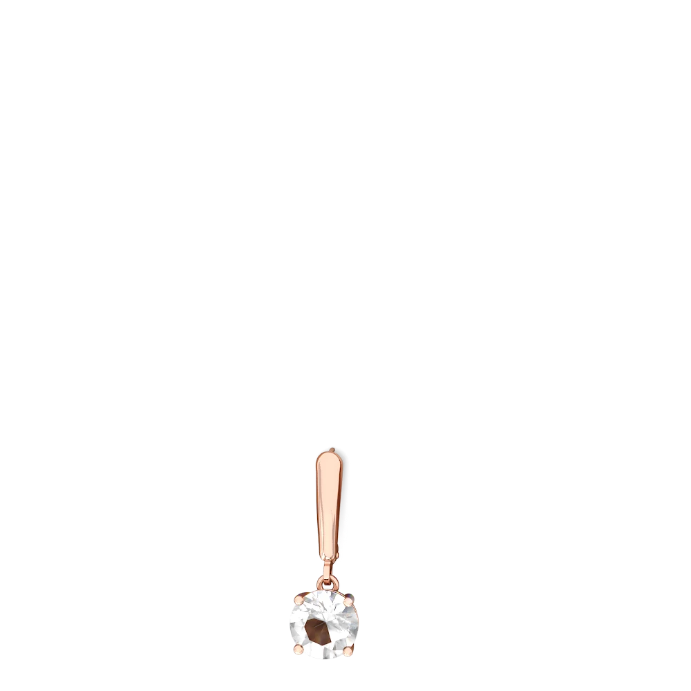 White Topaz 8Mm  Round Lever Back 14K Rose Gold earrings E2788