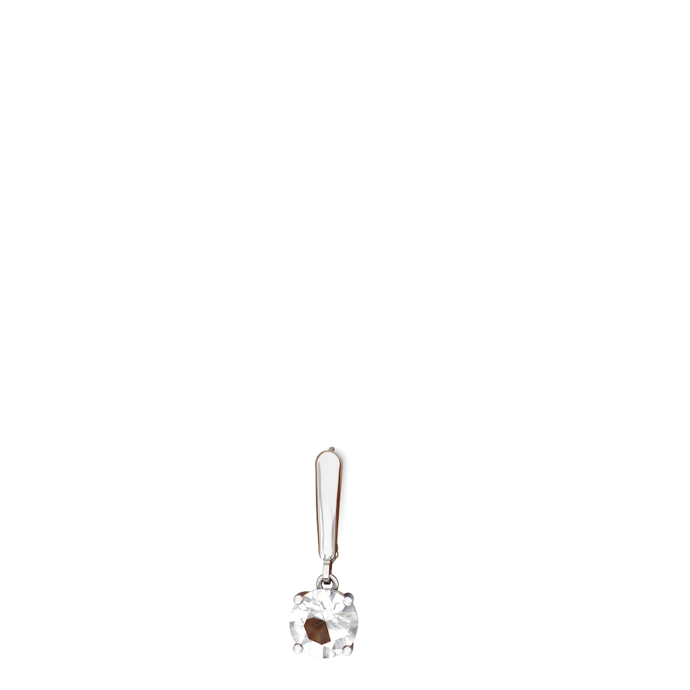 White Topaz 8Mm  Round Lever Back 14K White Gold earrings E2788