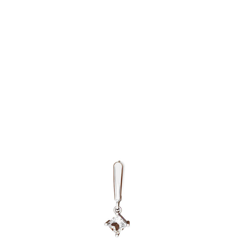 White Topaz 6Mm Princess Lever Back 14K White Gold earrings E2789