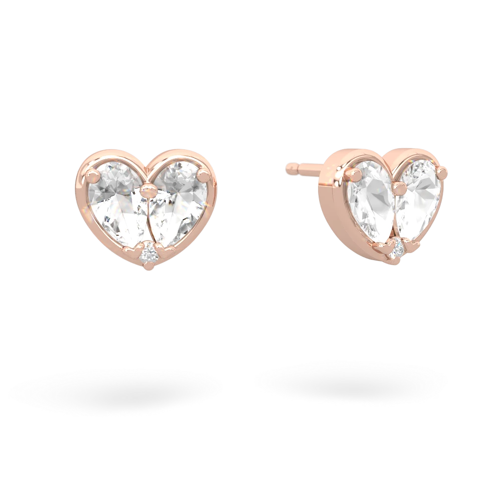 White Topaz 'Our Heart' 14K Rose Gold earrings E5072