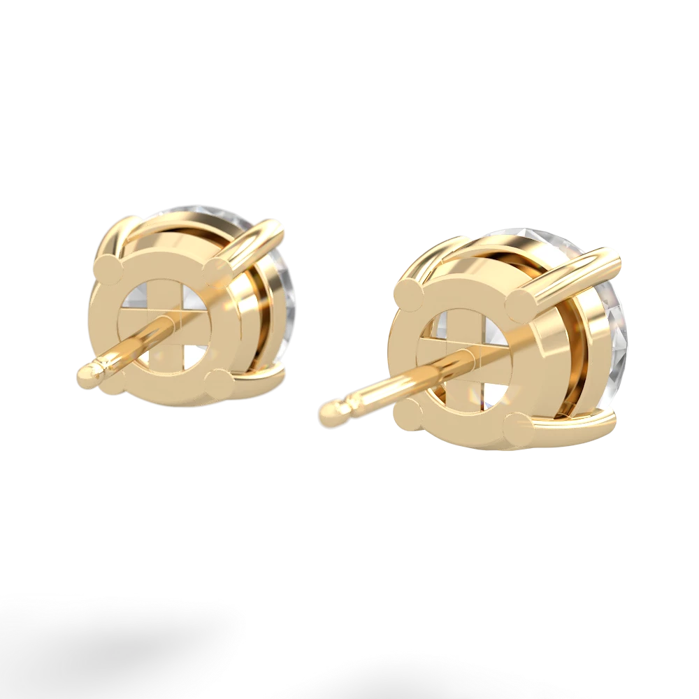 White Topaz 8Mm Round Stud 14K Yellow Gold earrings E1788