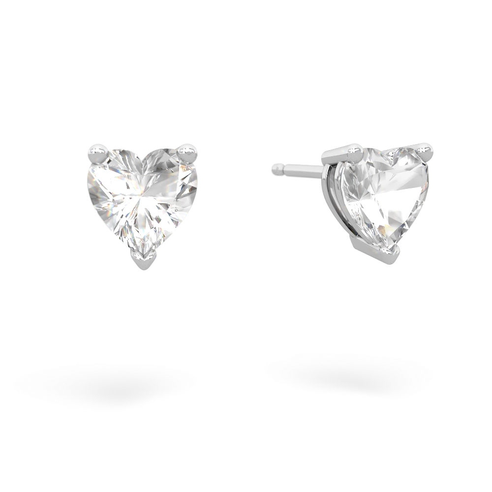 White Topaz 6Mm Heart Stud 14K White Gold earrings E1862