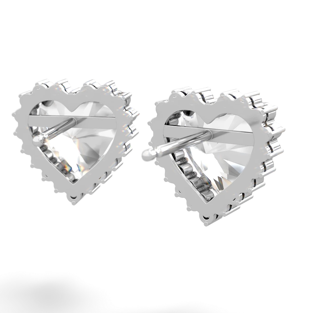 White Topaz Sparkling Halo Heart 14K White Gold earrings E0391