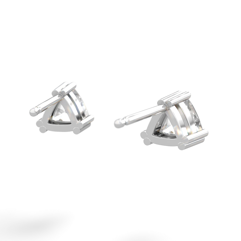 White Topaz 5Mm Trillion Stud 14K White Gold earrings E1858