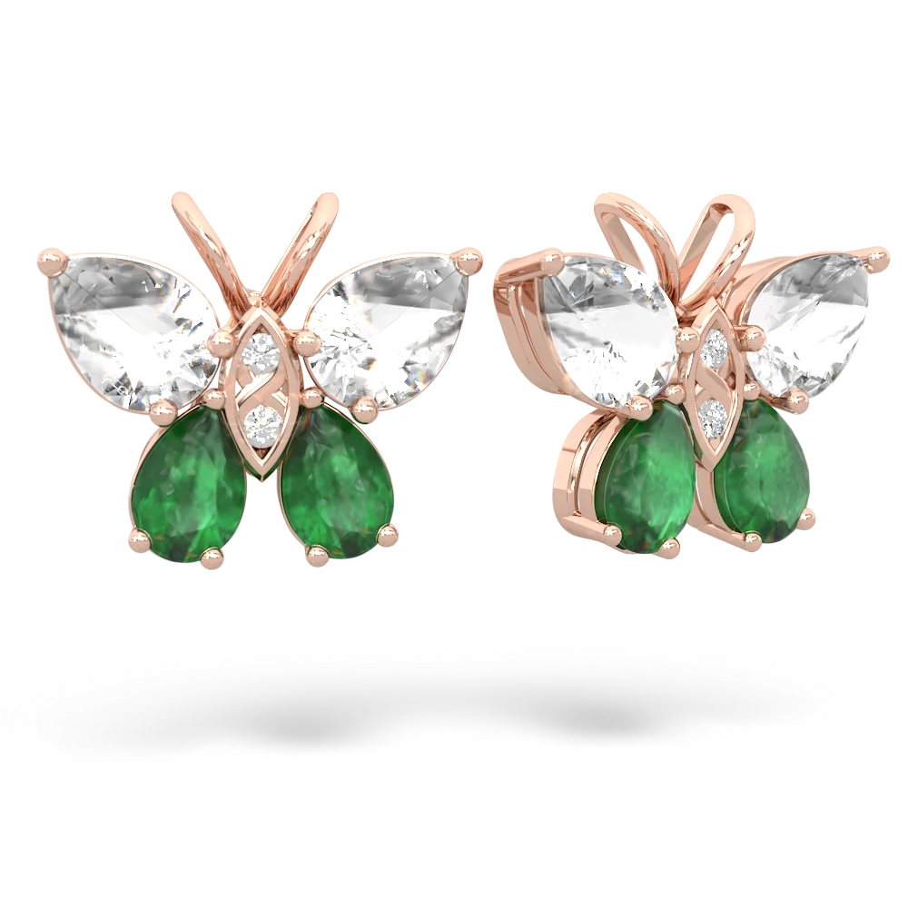 White Topaz Butterfly 14K Rose Gold earrings E2215