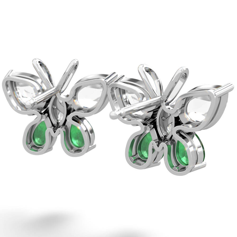 White Topaz Butterfly 14K White Gold earrings E2215