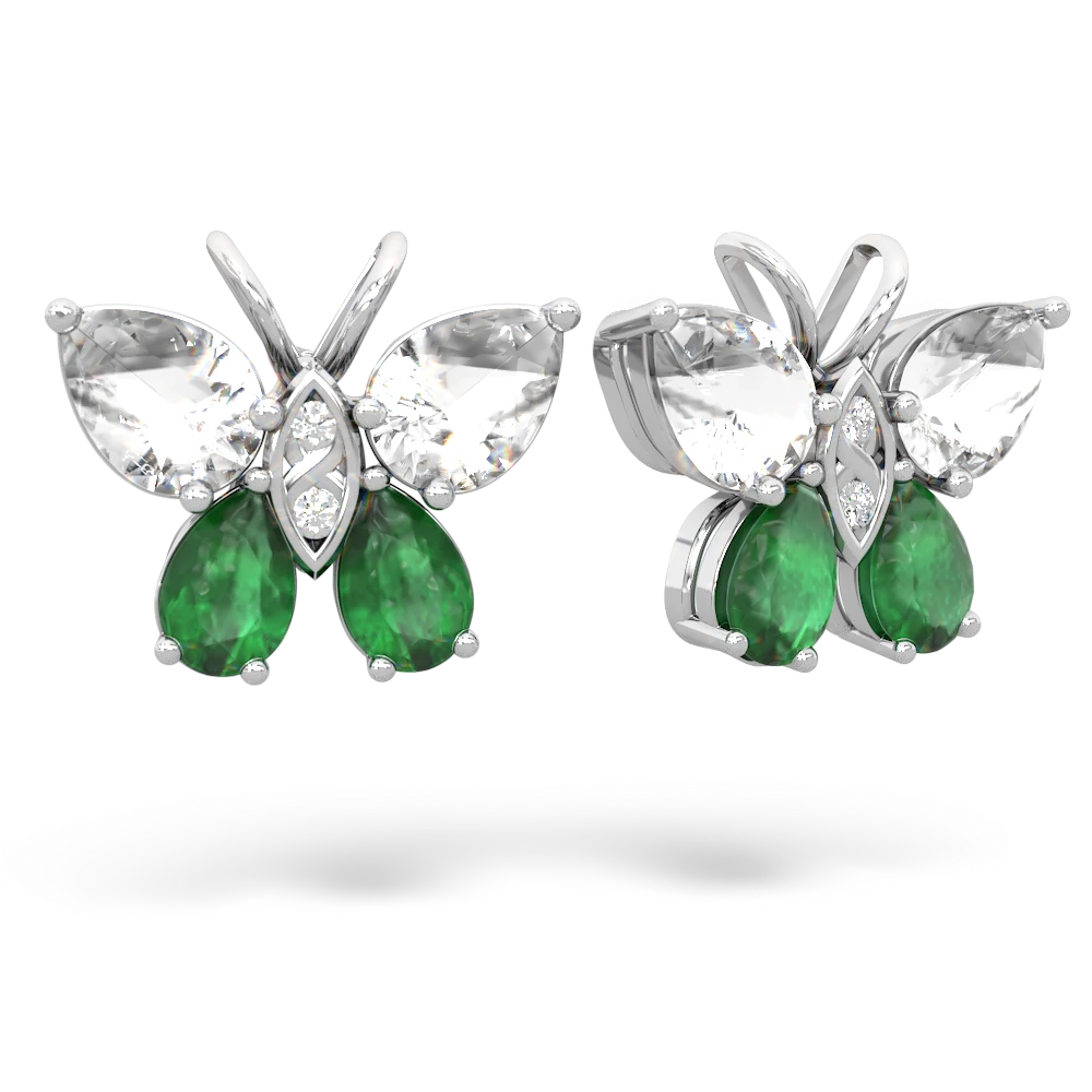 White Topaz Butterfly 14K White Gold earrings E2215