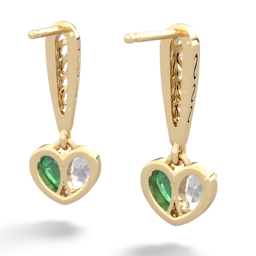 White Topaz Filligree Heart 14K Yellow Gold earrings E5070