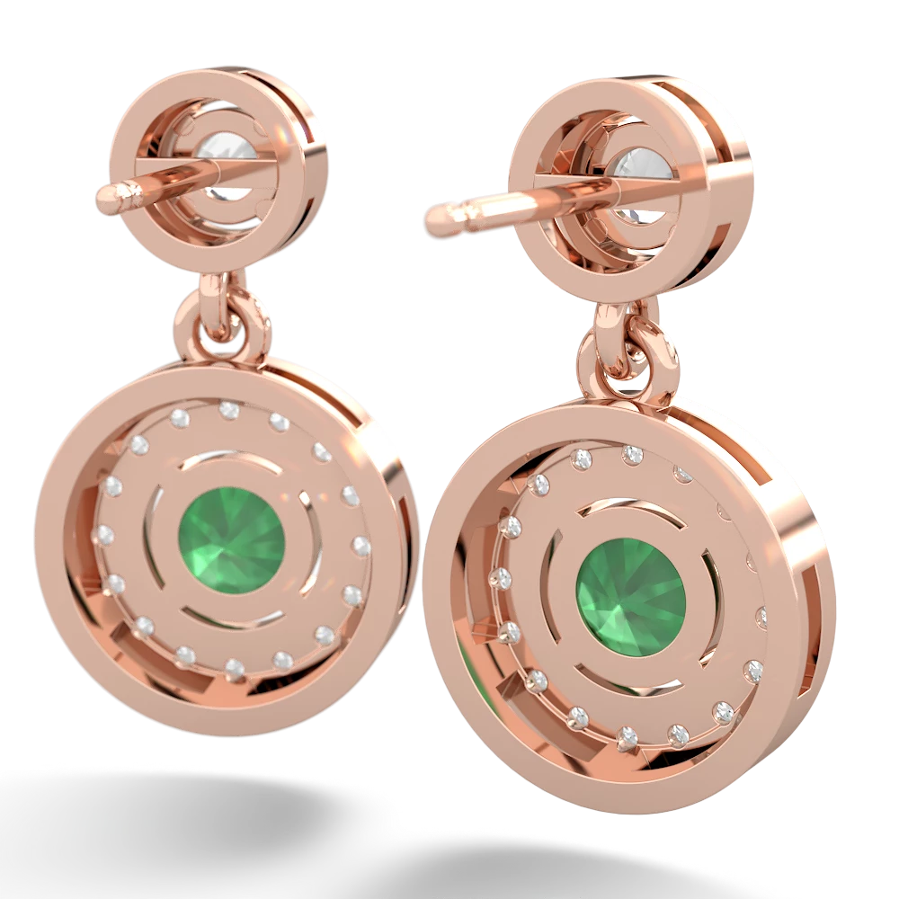 White Topaz Halo Dangle 14K Rose Gold earrings E5319