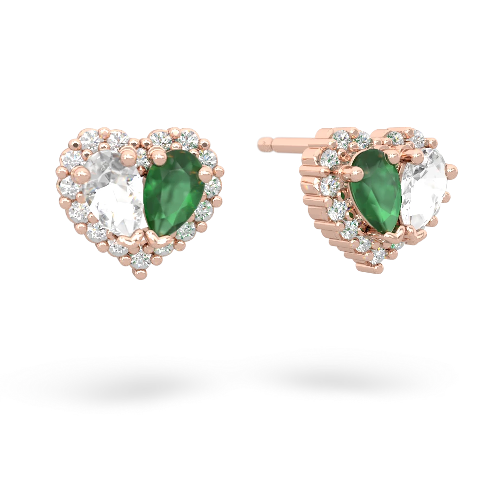 White Topaz Halo 14K Rose Gold earrings E7008