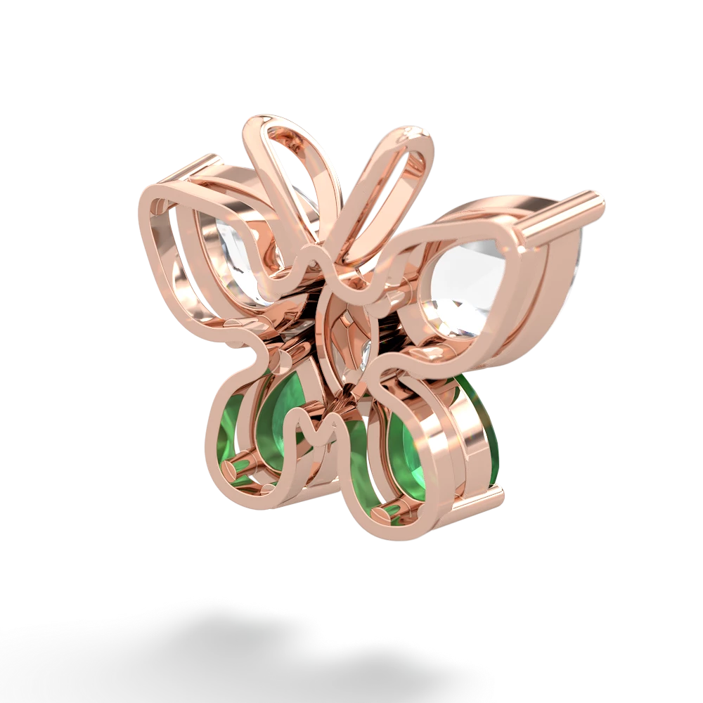 White Topaz Butterfly 14K Rose Gold pendant P2215