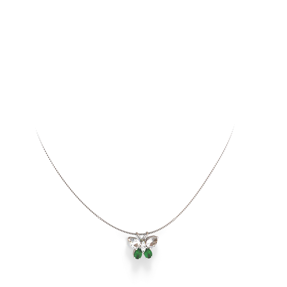 White Topaz Butterfly 14K White Gold pendant P2215