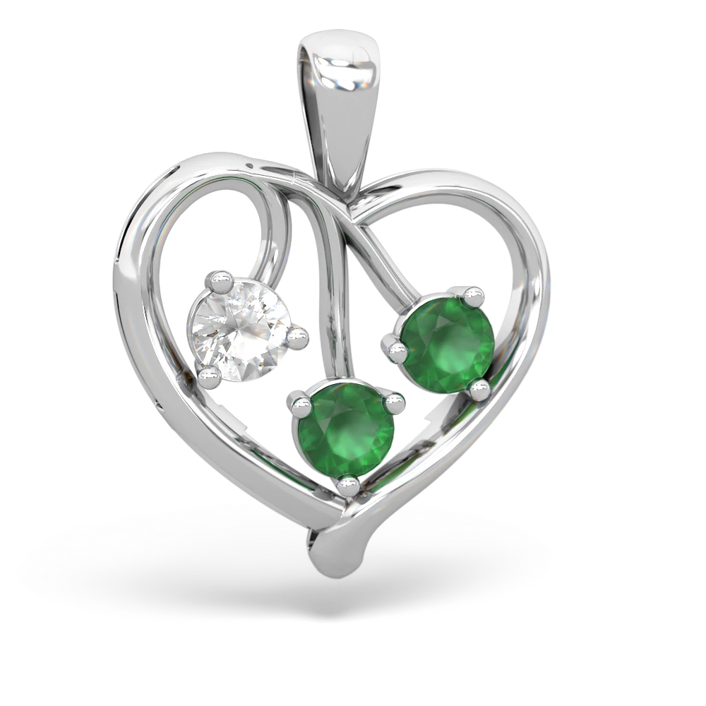 White Topaz Glowing Heart 14K White Gold pendant P2233