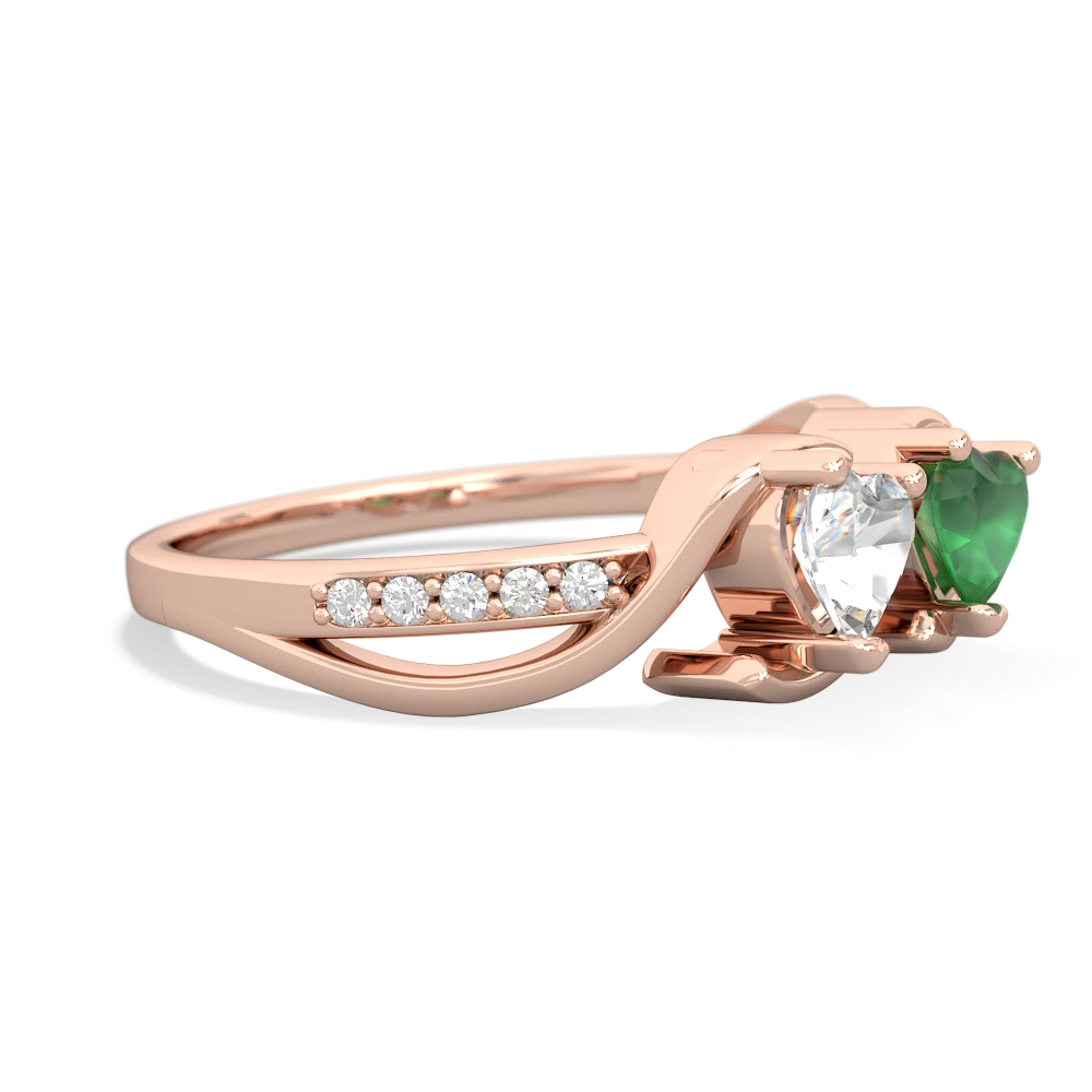 White Topaz Side By Side 14K Rose Gold ring R3090