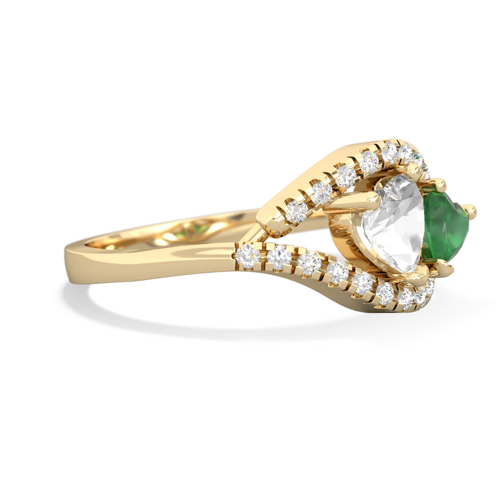 White Topaz Mother And Child 14K Yellow Gold ring R3010