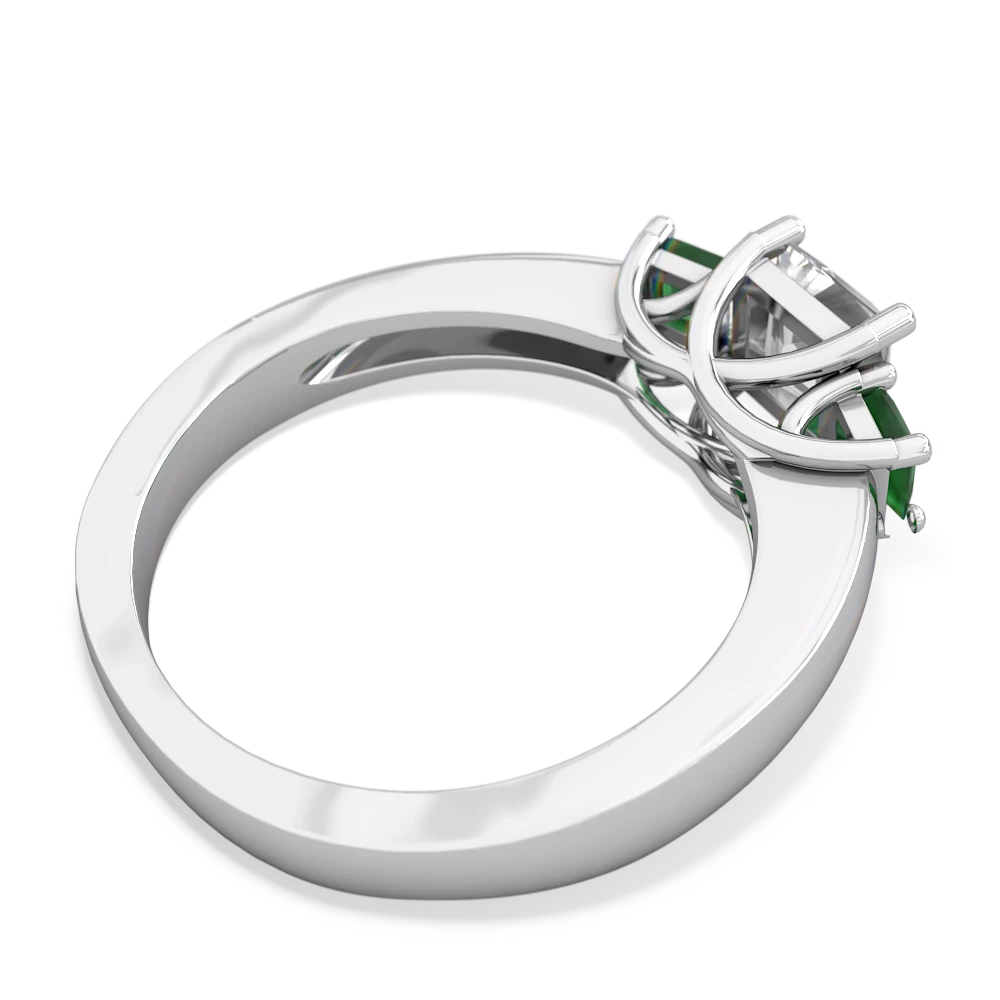White Topaz Three Stone Trellis 14K White Gold ring R4015