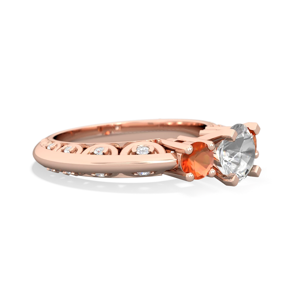 White Topaz Art Deco Eternal Embrace Engagement 14K Rose Gold ring C2003