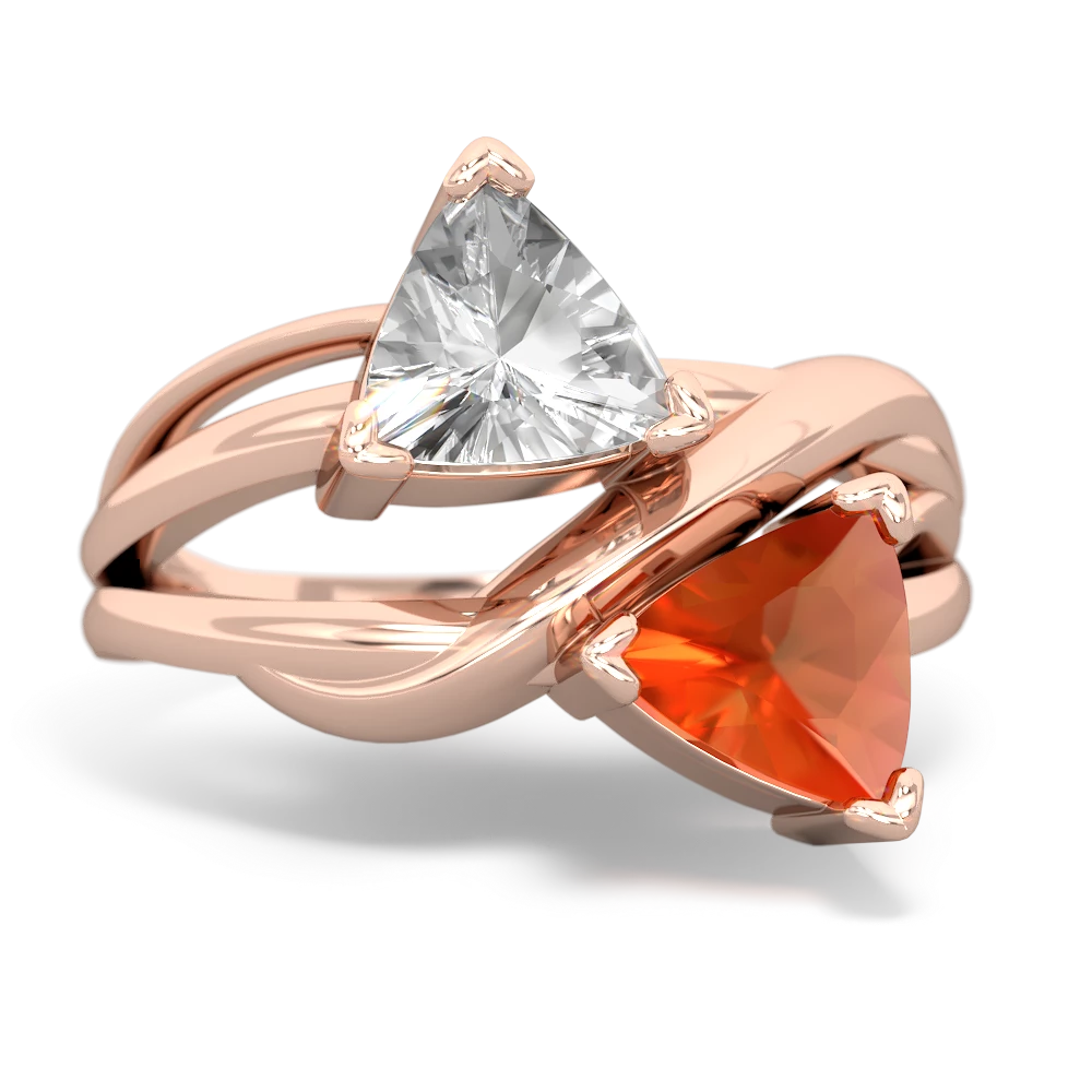 White Topaz Split Band Swirl 14K Rose Gold ring R2341