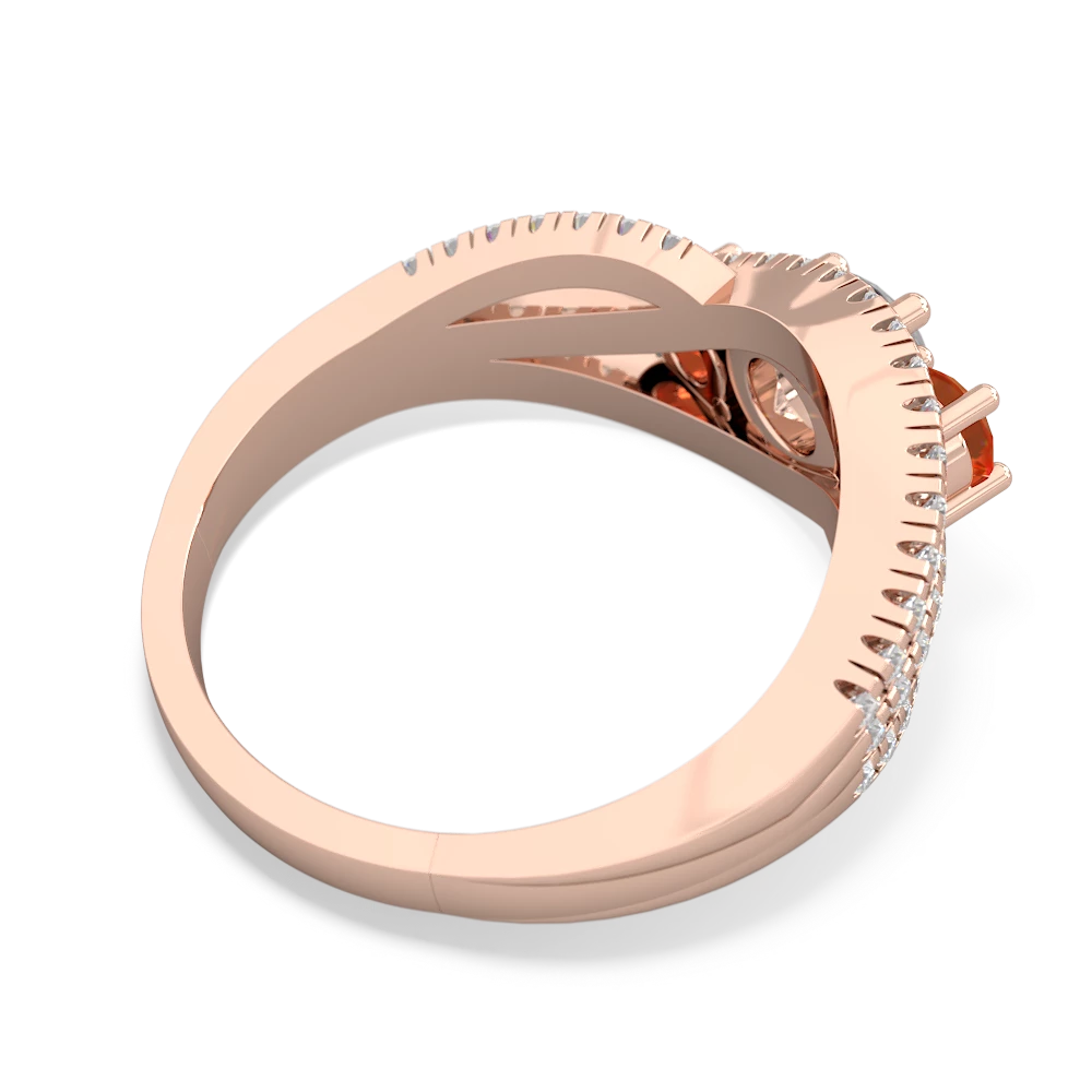 White Topaz Three Stone Aurora 14K Rose Gold ring R3080