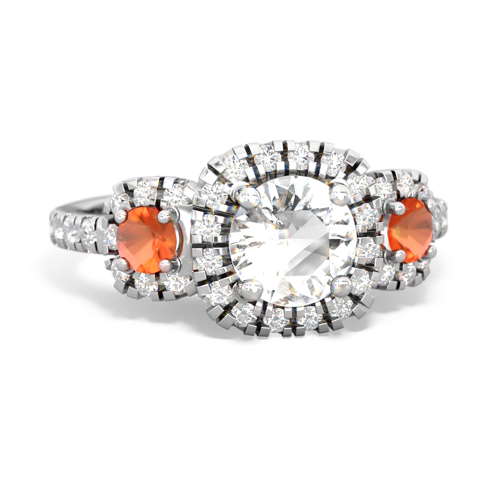 White Topaz Regal Halo 14K White Gold ring R5350