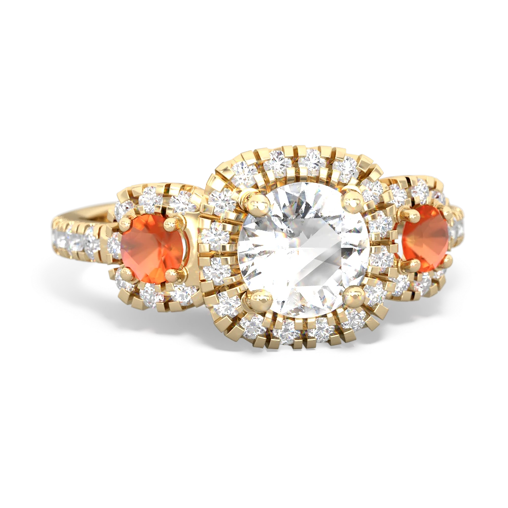 White Topaz Regal Halo 14K Yellow Gold ring R5350