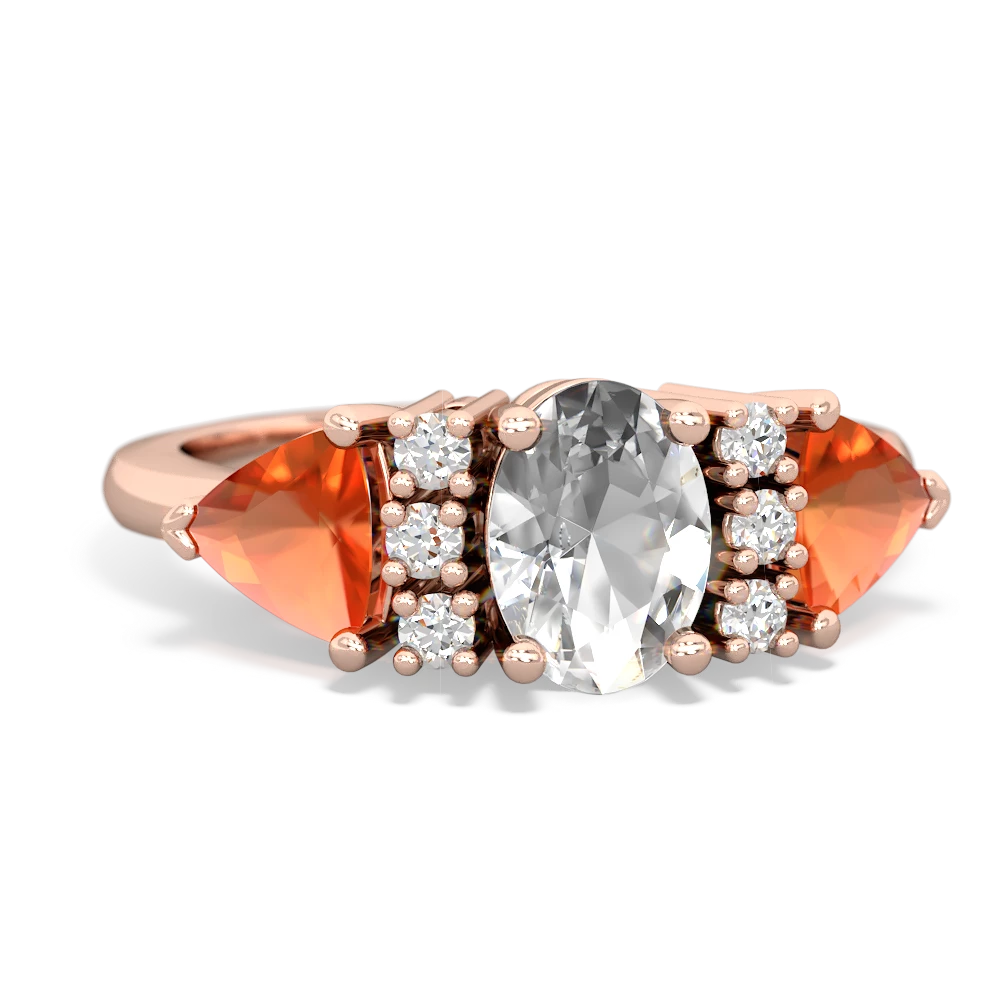 White Topaz Antique Style Three Stone 14K Rose Gold ring R2186