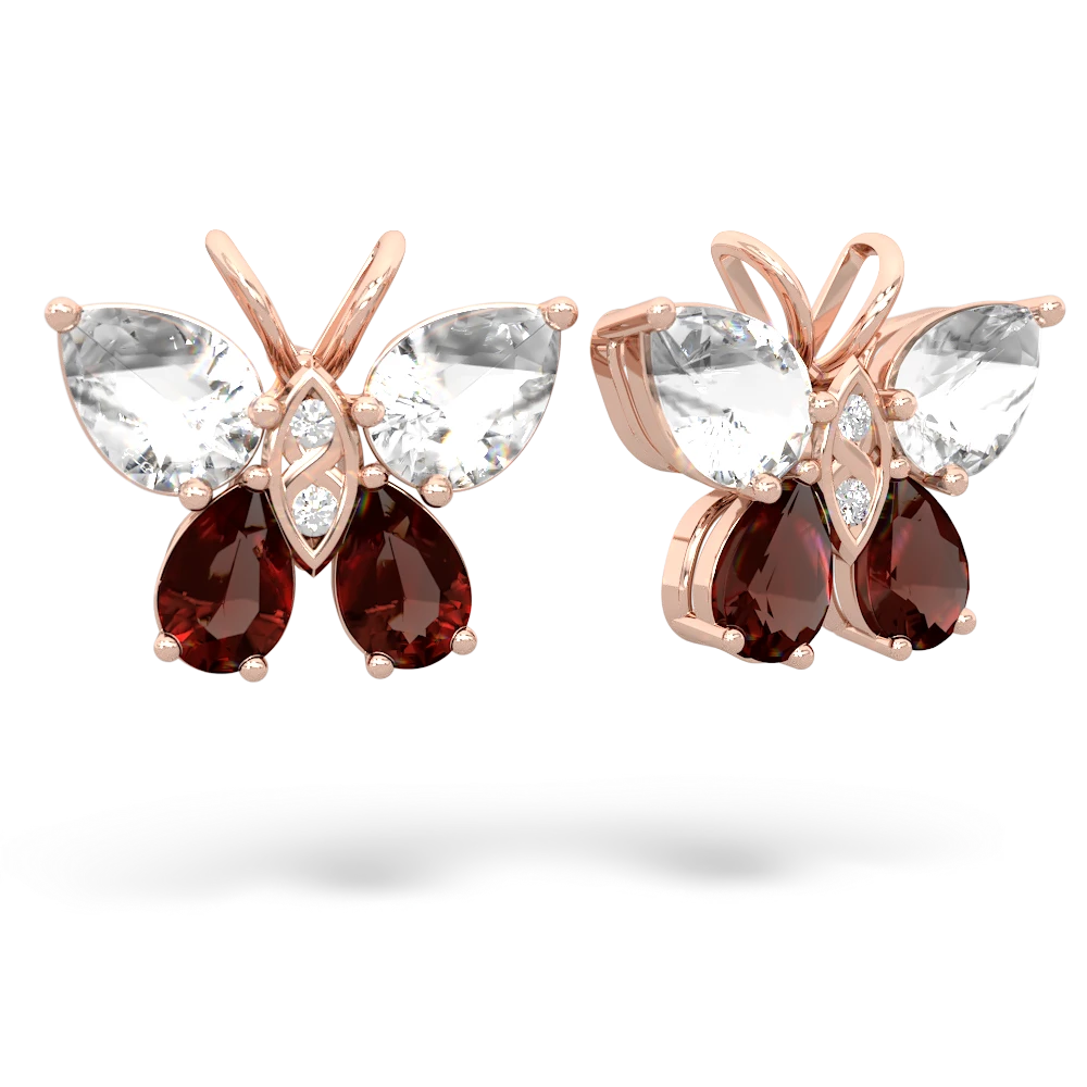 White Topaz Butterfly 14K Rose Gold earrings E2215