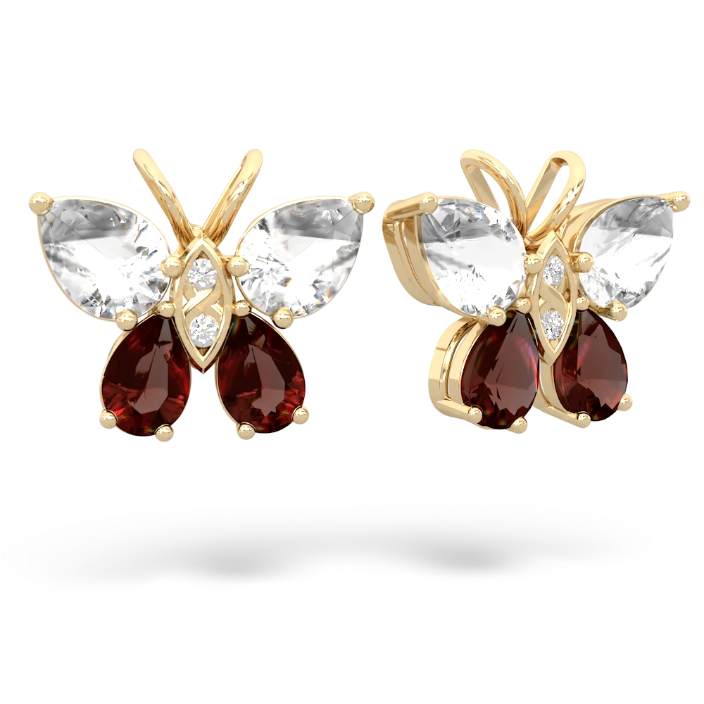 White Topaz Butterfly 14K Yellow Gold earrings E2215