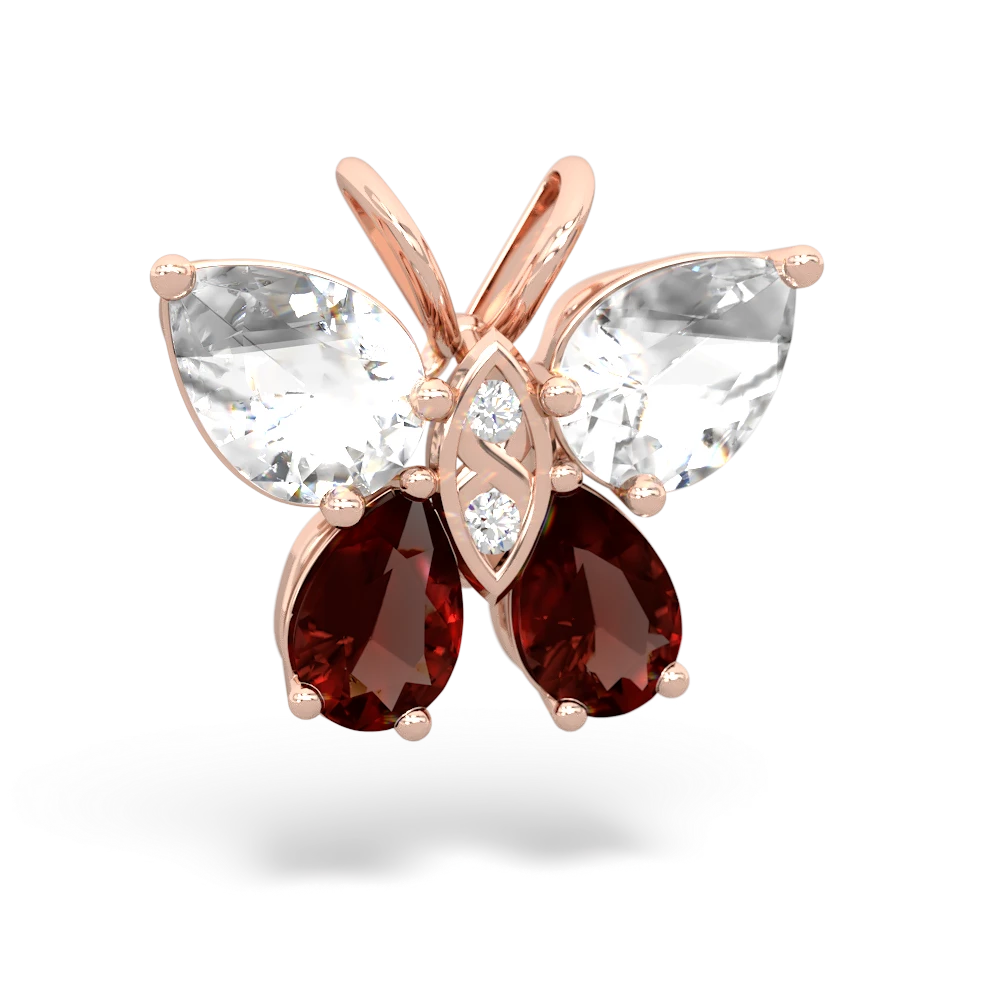 White Topaz Butterfly 14K Rose Gold pendant P2215