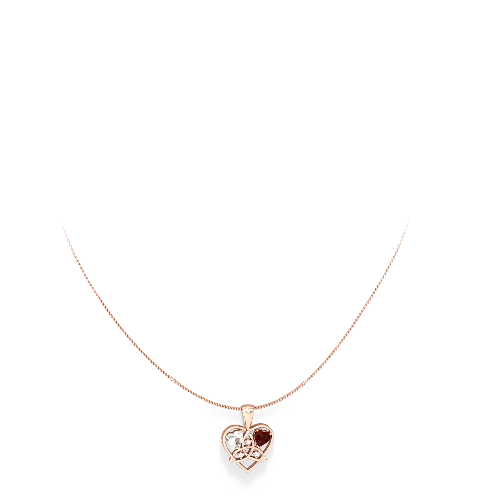 White Topaz Celtic Trinity Heart 14K Rose Gold pendant P5331