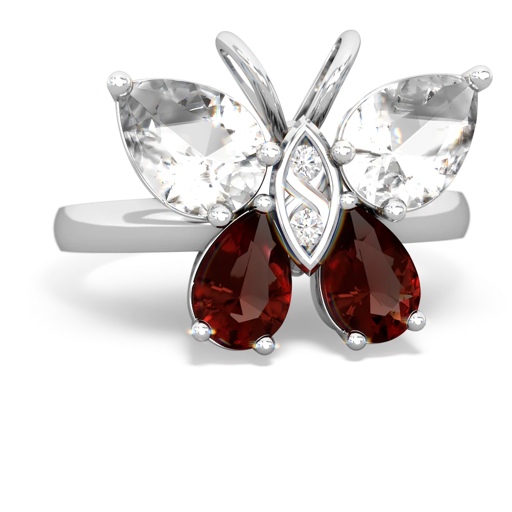 White Topaz Butterfly 14K White Gold ring R2215