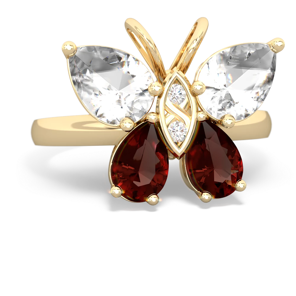 White Topaz Butterfly 14K Yellow Gold ring R2215