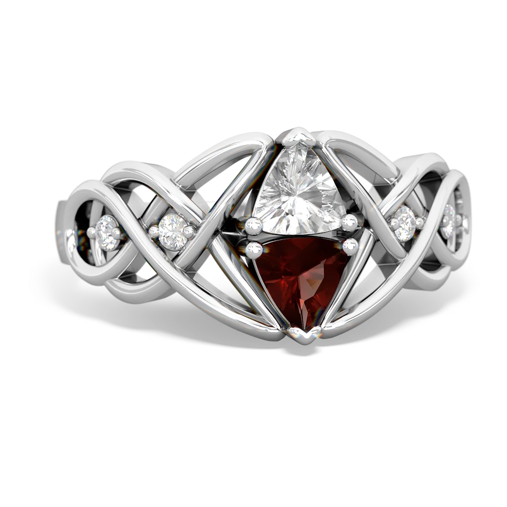 White Topaz Keepsake Celtic Knot 14K White Gold ring R5300