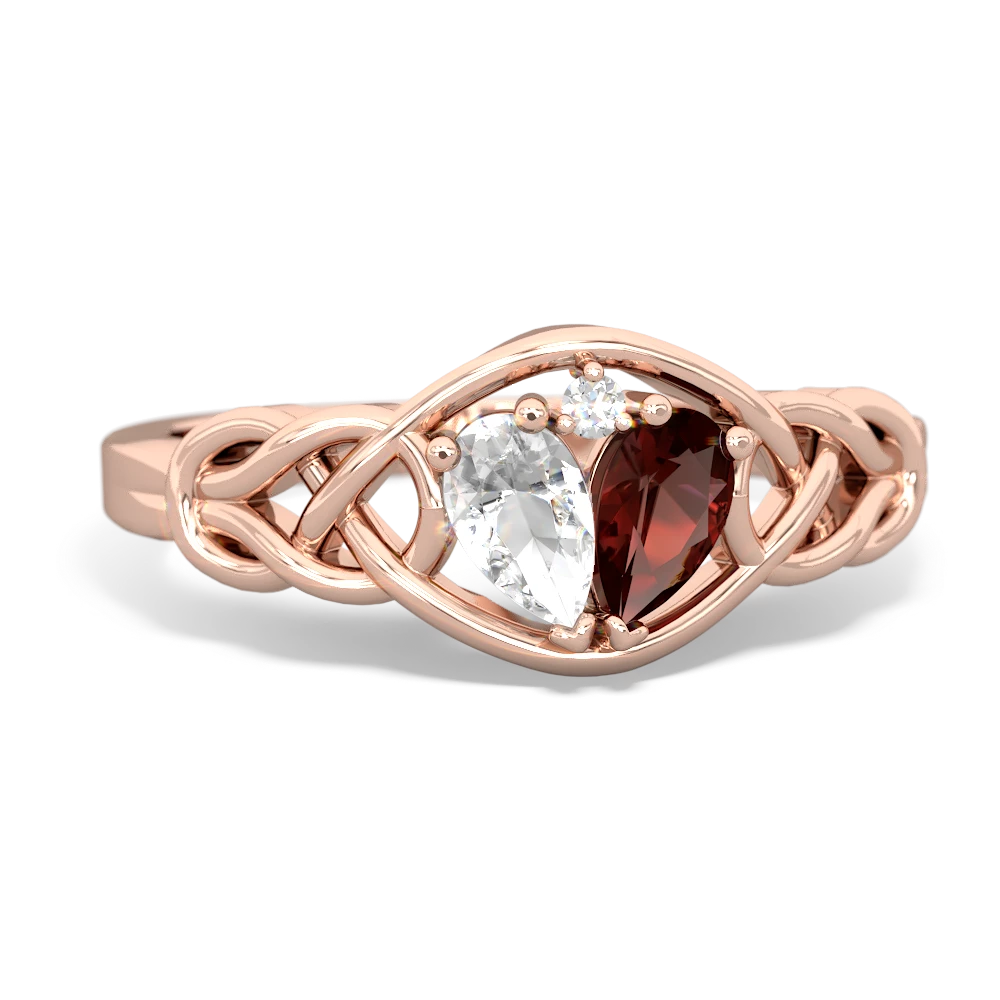 White Topaz Celtic Love Knot 14K Rose Gold ring R5420