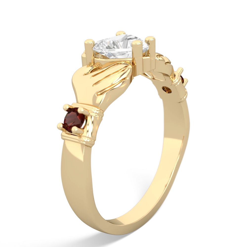 White Topaz Claddagh Keepsake 14K Yellow Gold ring R5245