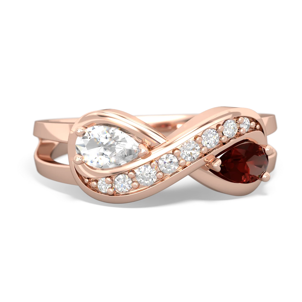 White Topaz Diamond Infinity 14K Rose Gold ring R5390