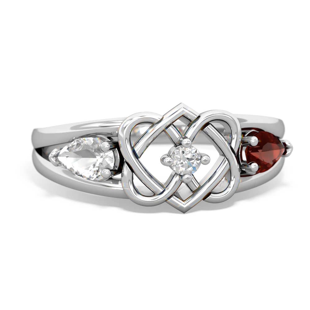 White Topaz Hearts Intertwined 14K White Gold ring R5880