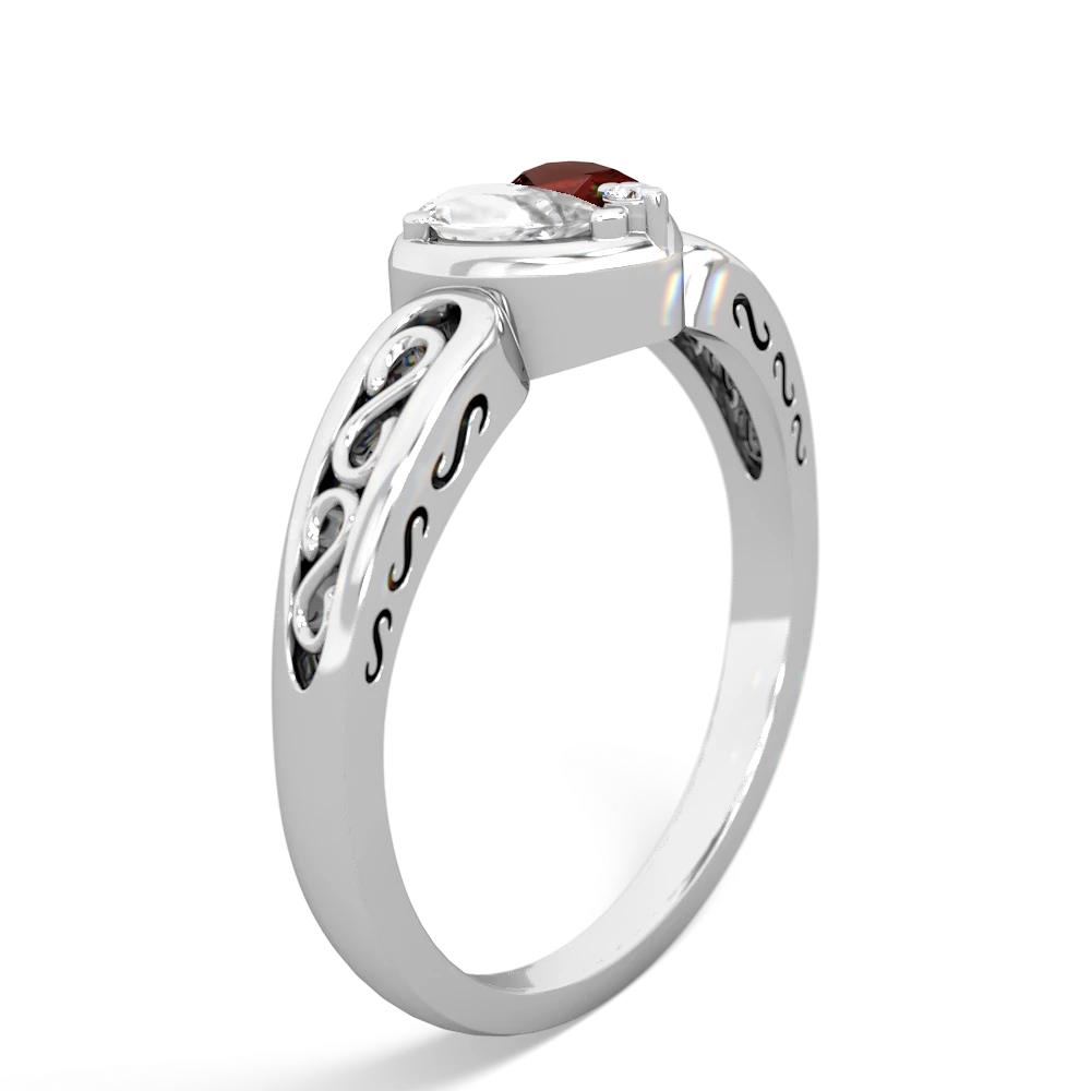White Topaz Filligree 'One Heart' 14K White Gold ring R5070