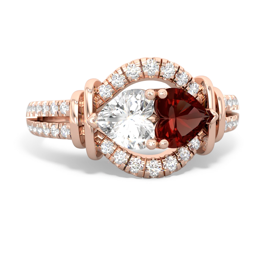 White Topaz Art-Deco Keepsake 14K Rose Gold ring R5630