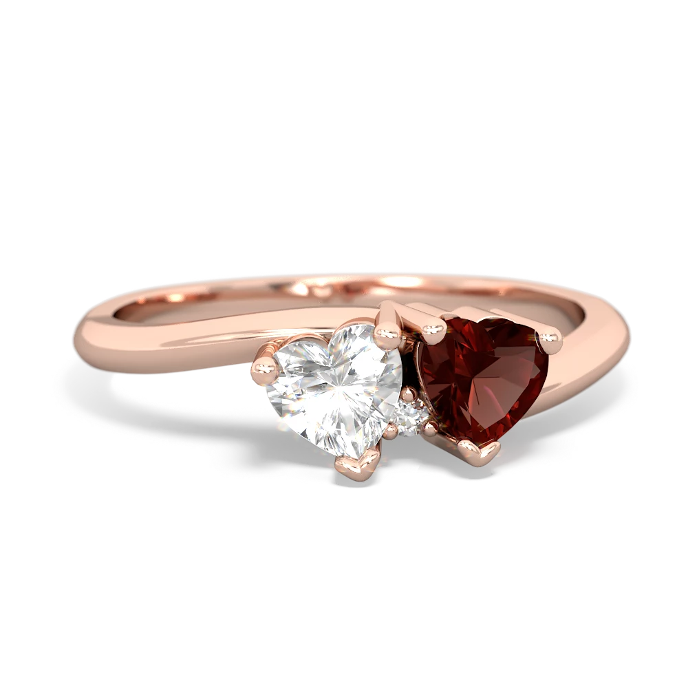 White Topaz Garnet Sweethearts ring 14K Rose Gold JewelsForMe