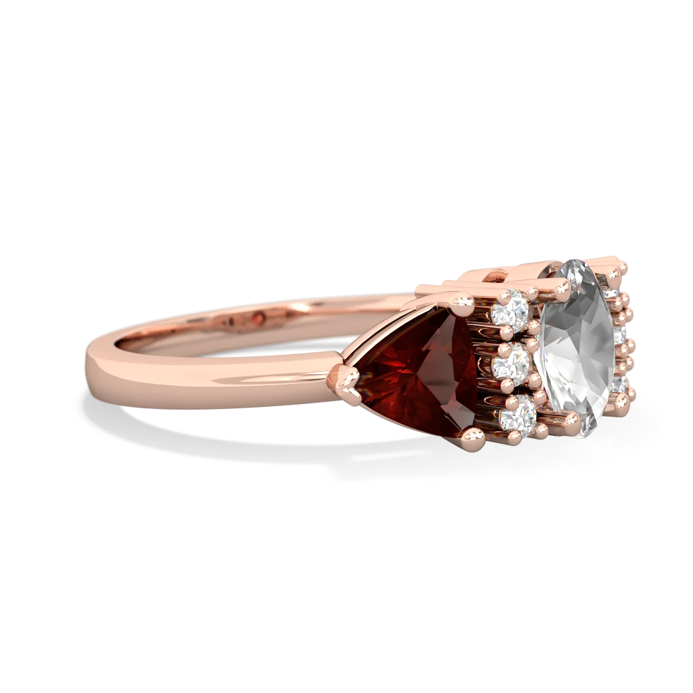 White Topaz Antique Style Three Stone 14K Rose Gold ring R2186