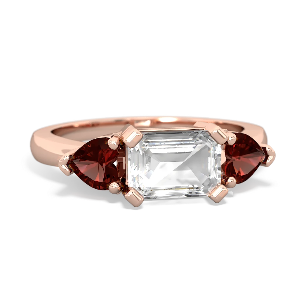 White Topaz Three Stone 14K Rose Gold ring R5235