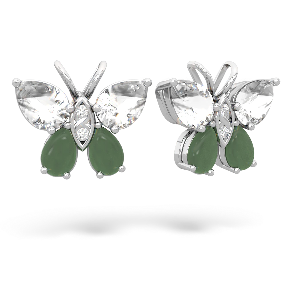 White Topaz Butterfly 14K White Gold earrings E2215