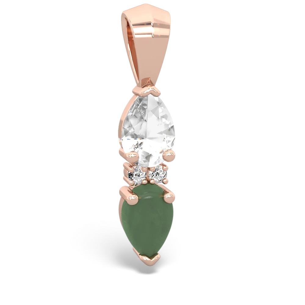 White Topaz Bowtie Drop 14K Rose Gold pendant P0865