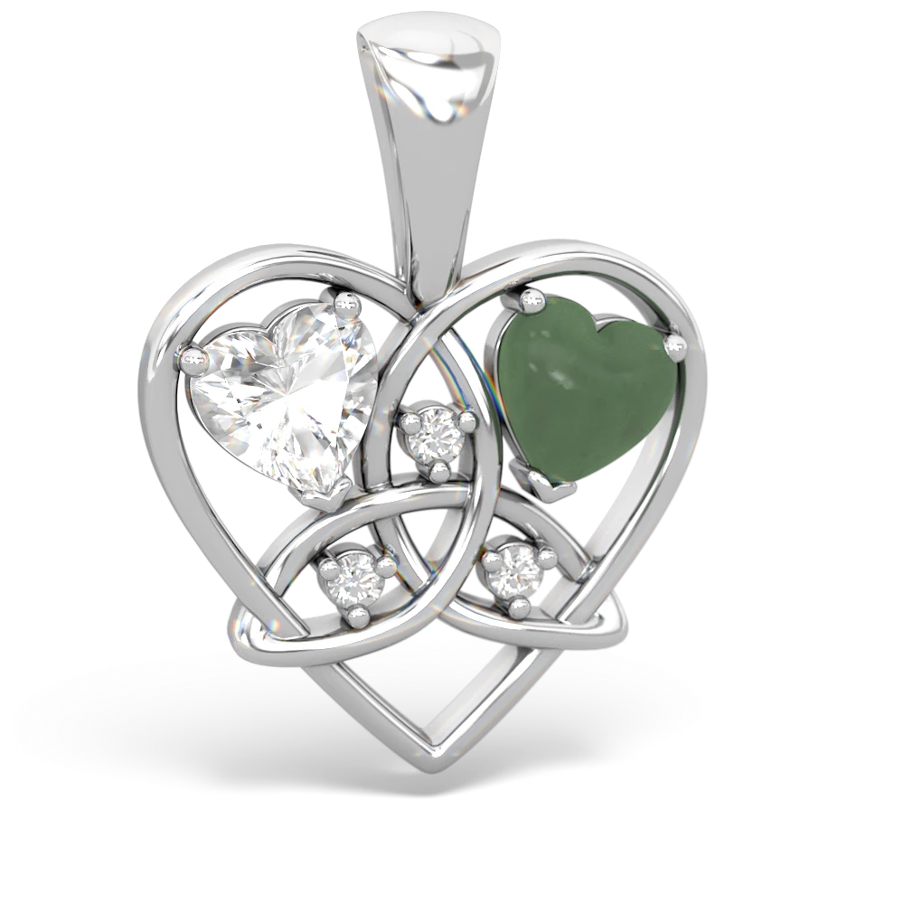 White Topaz Celtic Trinity Heart 14K White Gold pendant P5331