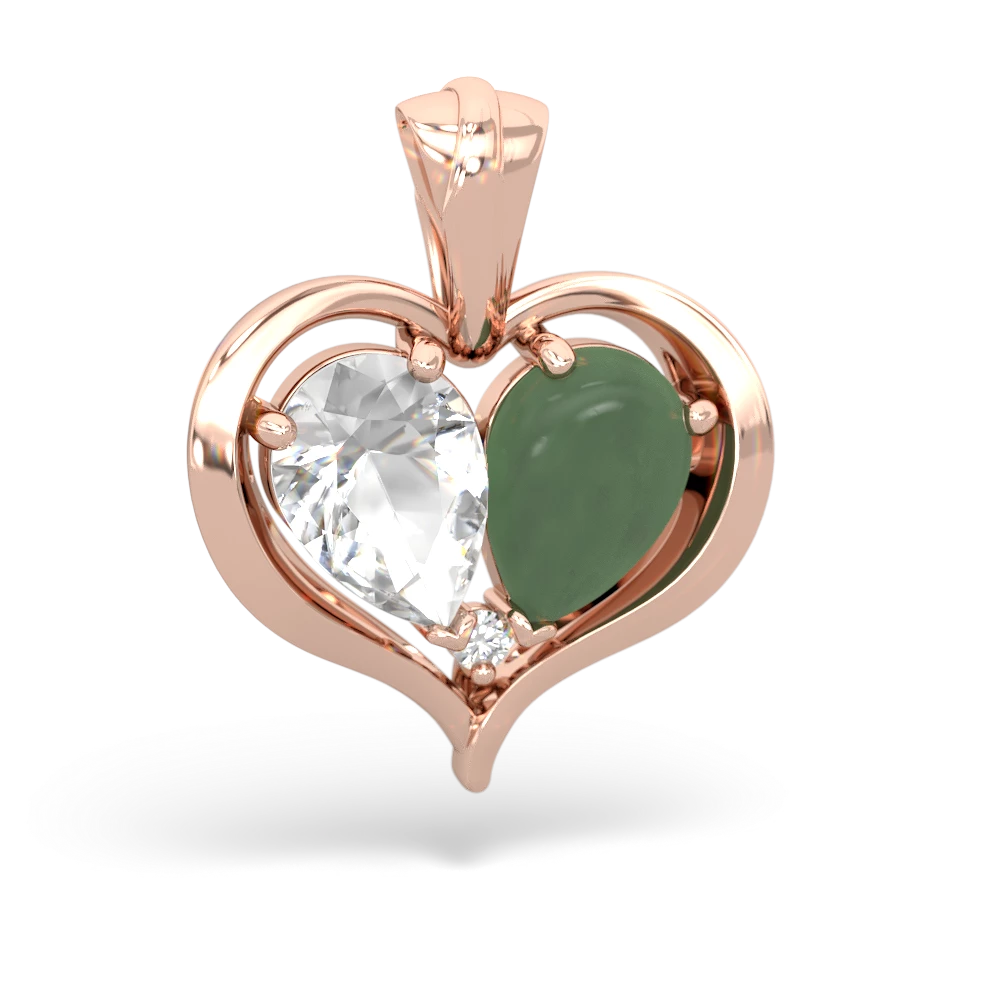 White Topaz Two Become One 14K Rose Gold pendant P5330