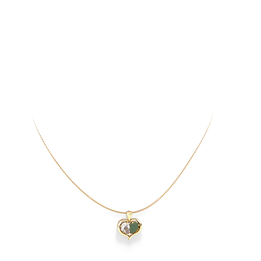 White Topaz Two Become One 14K Yellow Gold pendant P5330